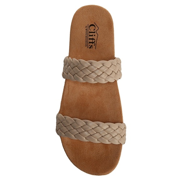 New Cliffs Truly beige khaki braided double strap faux leather sandals size 7 - Picture 2 of 15